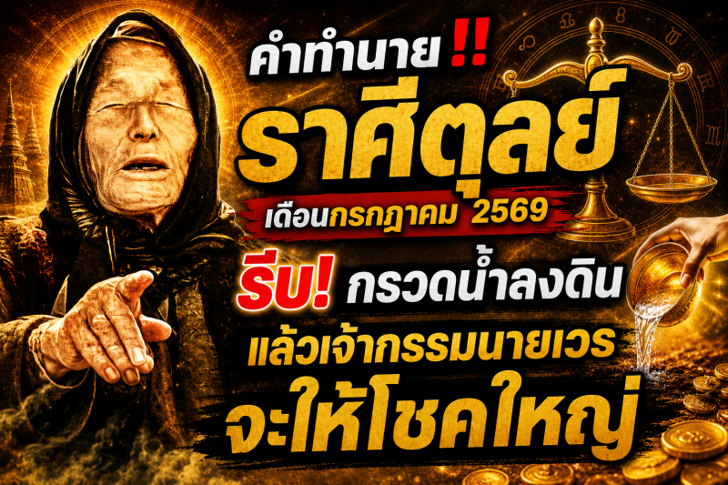 คำทำนาย‼️♎ราศีตุลย์ เดือนกรกฎาคม 2569 รีบ! กรวดน้ำลงดิน แล้วเจ้ากรรมนายเวรจะให้โชคใหญ่ 🎉💵