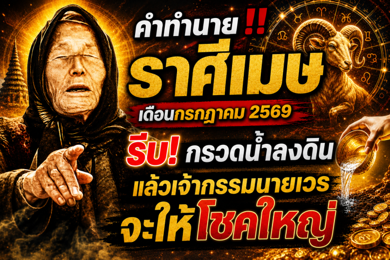 คำทำนาย‼️♈ราศีเมษ เดือนกรกฎาคม 2569 รีบ! กรวดน้ำลงดิน แล้วเจ้ากรรมนายเวรจะให้โชคใหญ่ 🎉💵