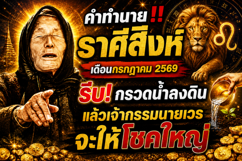 คำทำนาย‼️♌ ราศีสิงห์ เดือนกรกฎาคม 2569 รีบ! กรวดน้ำลงดิน แล้วเจ้ากรรมนายเวรจะให้โชคใหญ่ 🎉💵