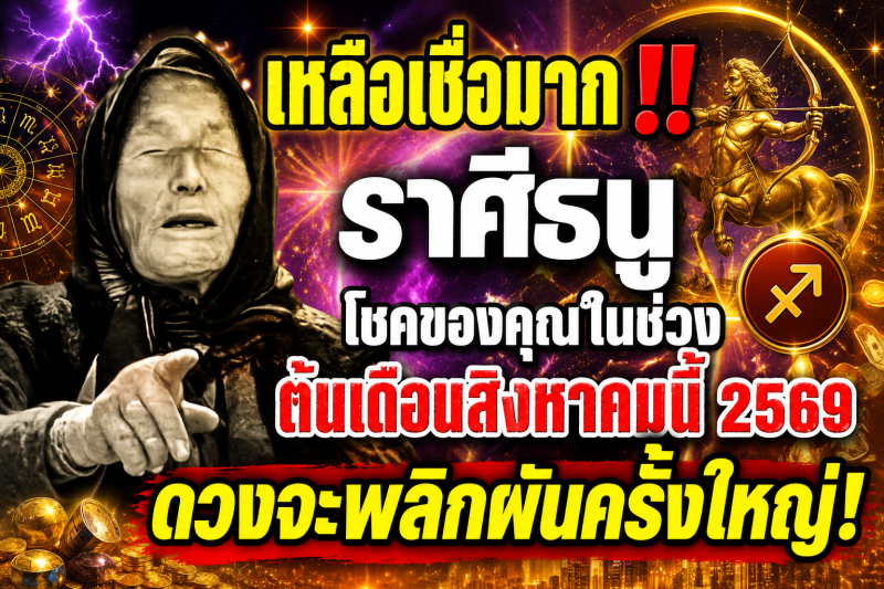 เหลือเชื่อมาก‼️ราศีธนู♐ โชคของคุณในช่วงต้นเดือนสิงหาคมนี้ 2569 ดวงจะพลิกผันครั้งใหญ่!