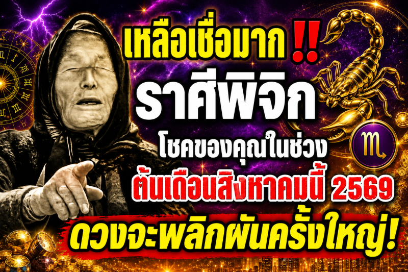 เหลือเชื่อมาก‼️ราศีพิจิก♏ โชคของคุณในช่วงต้นเดือนสิงหาคมนี้ 2569 ดวงจะพลิกผันครั้งใหญ่!