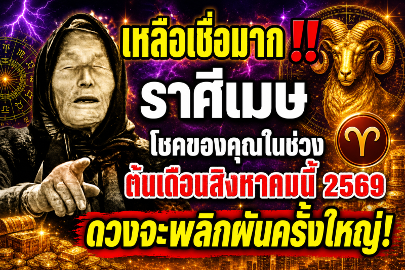 เหลือเชื่อมาก‼️ราศีเมษ♈ โชคของคุณในช่วงต้นเดือนสิงหาคมนี้ 2569 ดวงจะพลิกผันครั้งใหญ่!