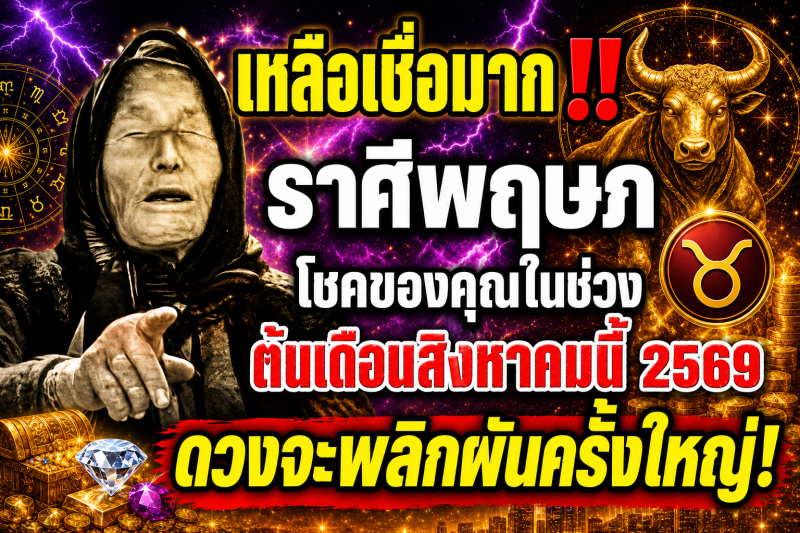 เหลือเชื่อมาก‼️ ราศีพฤษภ♉ โชคของคุณในช่วงต้นเดือนสิงหาคมนี้ 2569 ดวงจะพลิกผันครั้งใหญ่!
