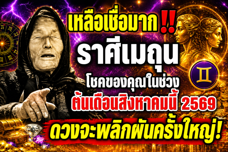 เหลือเชื่อมาก‼️ ราศีเมถุน♊ โชคของคุณในช่วงต้นเดือนสิงหาคมนี้ 2569 ดวงจะพลิกผันครั้งใหญ่!