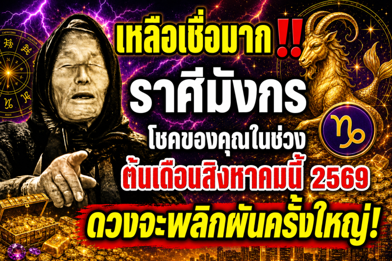 เหลือเชื่อมาก‼️ ราศีมังกร♑ โชคของคุณในช่วงต้นเดือนสิงหาคมนี้ 2569 ดวงจะพลิกผันครั้งใหญ่!