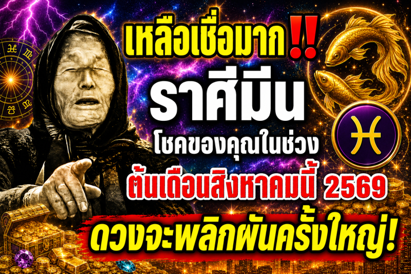 เหลือเชื่อมาก‼️ ราศีมีน♓ โชคของคุณในช่วงต้นเดือนสิงหาคมนี้ 2569 ดวงจะพลิกผันครั้งใหญ่!