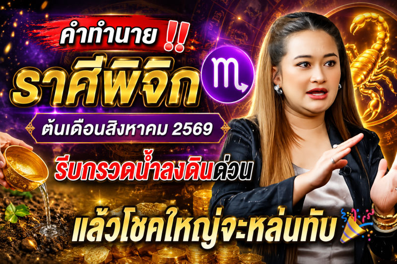 คำทำนาย‼️ราศีพิจิก ♏️ ต้นเดือนสิงหาคม 2569 รีบกรวดน้ำลงดินด่วน แล้วโชคใหญ่จะหล่นทับ🎉