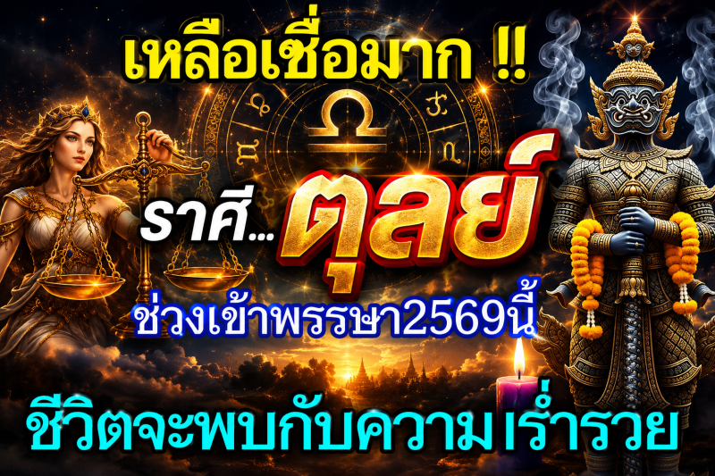 เหลือเชื่อมาก‼️ราศีตุลย์♎ ช่วงเข้าพรรษา2569นี้ ชีวิตของท่านจะพบกับความร่ำรวย🎉💵